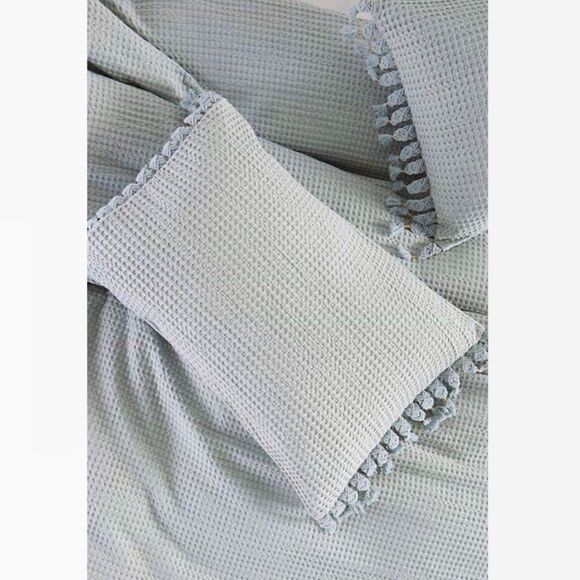 Anthropologie Arienne Textured Tassel Duvet Cover - Picture 4 of 8